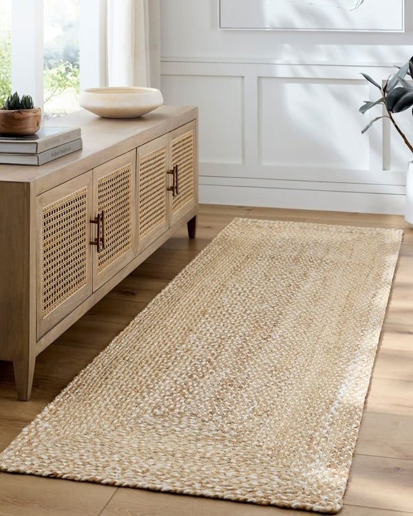 Livabliss Firat Handloomed Jute Runner Rug Natural Earthy Texture for Hallway or Entryway Tan, Ivory 8' x 10' FRT2301-810