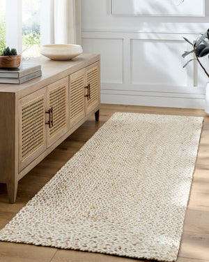 Livabliss Firat Handloomed Jute Runner Natural Fiber Artisan Rug for Hallways and Entryways Ivory, Tan 9' x 12' FRT2303-912