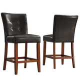 Homelegance By Top-Line Treves Tufted High Back Counter Height Stools (Set of 2) Cherry Wood