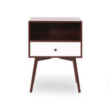 Christopher Knight Home® - Noble House - Burnett Mid-Century Modern Side Table, Brown and White