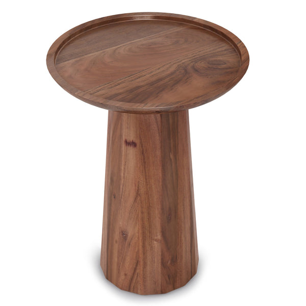 English Elm Dayton Handcrafted Wooden Accent Table with Sculptural Textured Finish — Multipurpose End or Side Table Dark Brown B136P158436