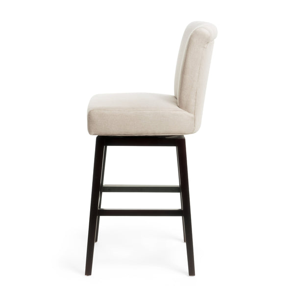 English Elm Christopher Knight Home® - 30.75 Swivel Bar Stool with Linen Fabric Cushion and Wooden Legs — Cozy 30.75" Height Seating for Kitchen Island 57177.00FWHT