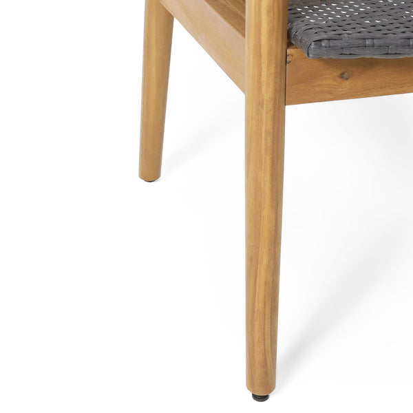 English Elm Christopher Knight Home® - BRYAN Teak Chat Set with Acacia Wood Frame & Wicker Seating — Loveseat, 2 Chairs, Coffee Table 73992.00GRY