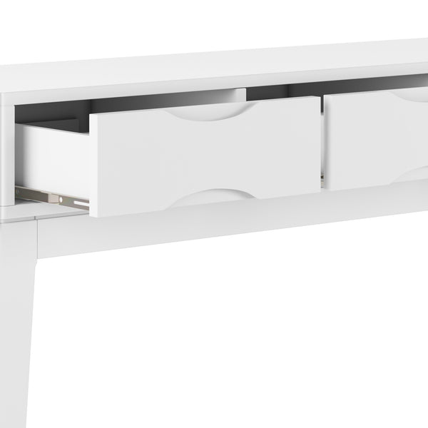 English Elm Harper Console Sofa Table - Mid-Century Inspired Design, White Finish, Versatile Storage Solution B136P158709
