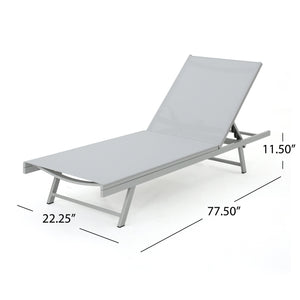 English Elm Christopher Knight Home® - SALTON Chaise Lounge with Breathable Nylon Mesh Seating, Lightweight Recliner for Outdoor Comfort and Style Natural 60919.00GRYMSHMP2
