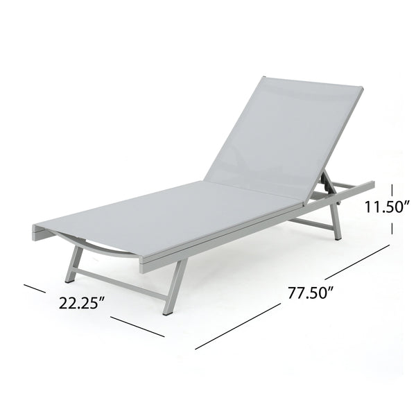 English Elm Christopher Knight Home® - SALTON Chaise Lounge with Breathable Nylon Mesh Seating, Lightweight Recliner for Outdoor Comfort and Style Natural 60919.00GRYMSHMP2