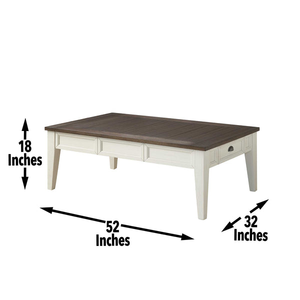 English Elm Steve Silver - Cayla 3-Piece White Wood Table Set with Antiqued Two-Tone Finish, Drawers & Tapered Legs - Classic Vintage Chic B081S00451