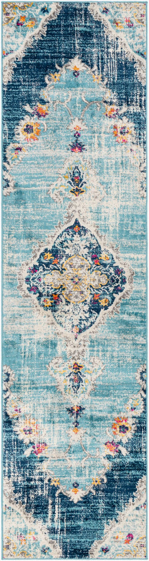 Livabliss Floransa Traditional Turkish Polypropylene Area Rug for Large Living and Dining Rooms Light Blue, Nav 2'7" x 18' FSA2300-2718