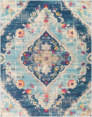 Livabliss Floransa Traditional Turkish Polypropylene Area Rug for Large Living and Dining Rooms Light Blue, Nav 7'10" x 10' FSA2300-71010