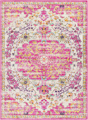Livabliss Floransa Turkish Machine Woven Polypropylene Medallion Rug for Living Room Comfort Fuchsia, Light 5'3" x 7'1" FSA2308-5371