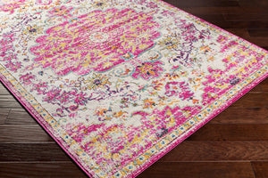 Livabliss Floransa Turkish Machine Woven Polypropylene Medallion Rug for Living Room Comfort Fuchsia, Light 5'3" x 7'1" FSA2308-5371
