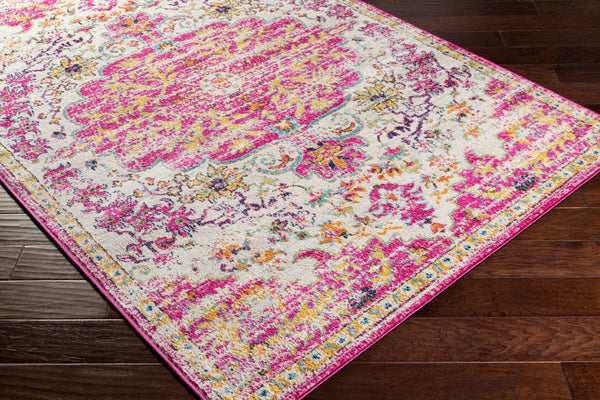 Livabliss Floransa Turkish Machine Woven Polypropylene Medallion Rug for Living Room Comfort Fuchsia, Light 5'3" x 7'1" FSA2308-5371