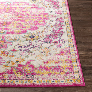 Livabliss Floransa Turkish Machine Woven Polypropylene Medallion Rug for Living Room Comfort Fuchsia, Light 5'3" x 7'1" FSA2308-5371