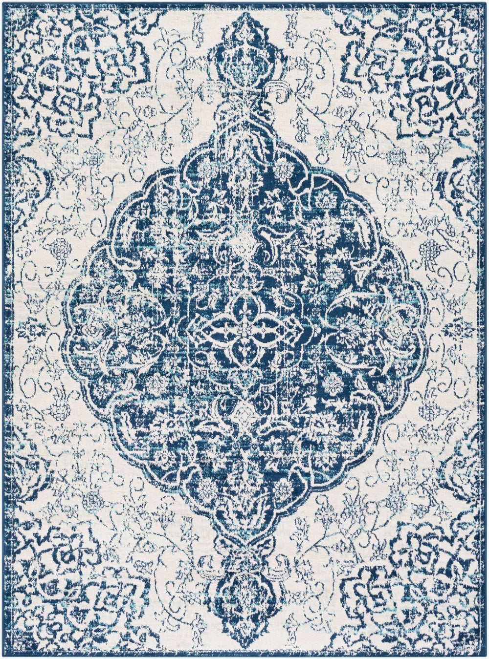 Livabliss Floransa Traditional Polypropylene Area Rug Turkish Woven for Living and Dining Rooms Navy, Light Bei 8'11" x 12'4" FSA2323-9123