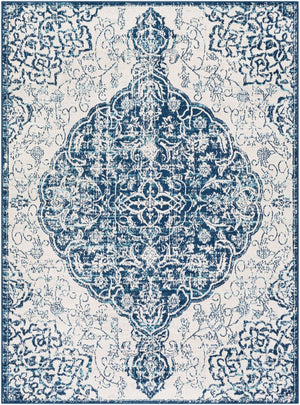 Livabliss Floransa Traditional Polypropylene Area Rug Turkish Woven for Living and Dining Rooms Navy, Light Bei 8'11" x 12'4" FSA2323-9123