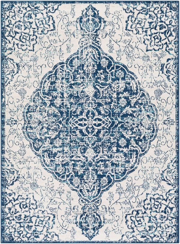 Livabliss Floransa Traditional Polypropylene Area Rug Turkish Woven for Living and Dining Rooms Navy, Light Bei 8'11" x 12'4" FSA2323-9123