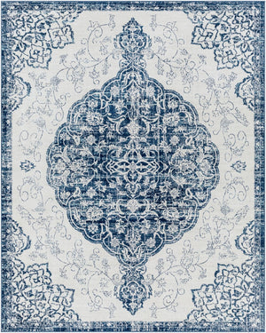 Livabliss Floransa Traditional Polypropylene Area Rug Turkish Woven for Living and Dining Rooms Navy, Light Bei 7'10" x 10' FSA2323-71010