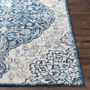 Livabliss Floransa Traditional Polypropylene Area Rug Turkish Woven for Living and Dining Rooms Navy, Light Bei 7'10" x 10' FSA2323-71010