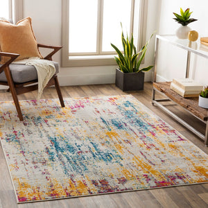 Livabliss Floransa Geometric Turkish Machine Woven Polypropylene Rug for Modern Living Spaces Gray, Light Bei 6'7" x 9' FSA2330-679