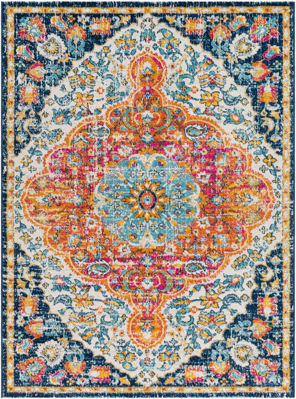 Livabliss Floransa Turkish Medallion Area Rug Polypropylene Woven for Living and Dining Rooms Fuchsia, Orange 5'3" x 7'1" FSA2347-5371