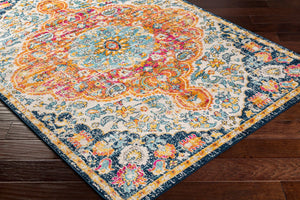 Livabliss Floransa Turkish Medallion Area Rug Polypropylene Woven for Living and Dining Rooms Fuchsia, Orange 5'3" x 7'1" FSA2347-5371