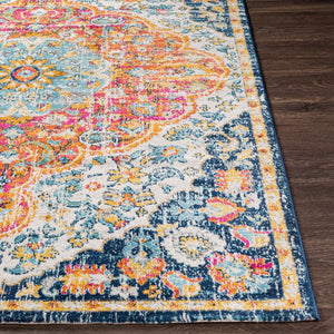 Livabliss Floransa Turkish Medallion Area Rug Polypropylene Woven for Living and Dining Rooms Fuchsia, Orange 5'3" x 7'1" FSA2347-5371