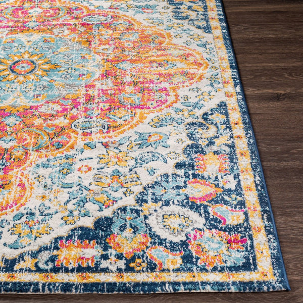 Livabliss Floransa Turkish Medallion Area Rug Polypropylene Woven for Living and Dining Rooms Fuchsia, Orange 5'3" x 7'1" FSA2347-5371