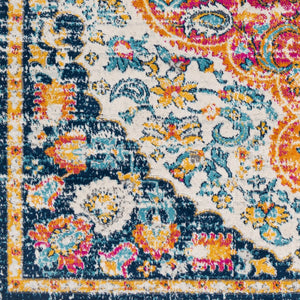 Livabliss Floransa Turkish Medallion Area Rug Polypropylene Woven for Living and Dining Rooms Fuchsia, Orange 5'3" x 7'1" FSA2347-5371