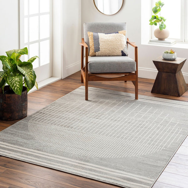 Livabliss Floransa Turkish Machine Woven Polypropylene Rug for Modern Entryways and High Traffic Zones Gray, Light Sla 6'7" x 9' FSA2367-679