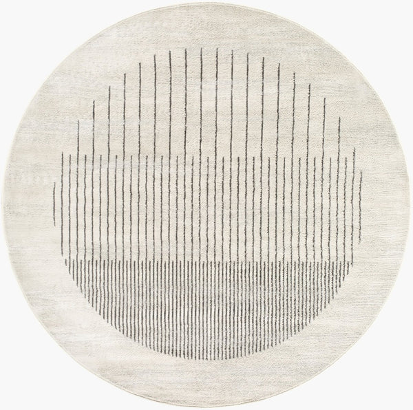 Livabliss Floransa Machine Woven Polypropylene Area Rug for Modern Living and Dining Rooms Cream, Charcoal 6'7" x 6'7" Round FSA2368-67RD