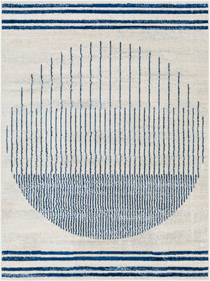 Livabliss Floransa Geometric Turkish Polypropylene Area Rug for Living Rooms and Entryways Cream, Dark Blu 9'10" x 14' FSA2369-91014