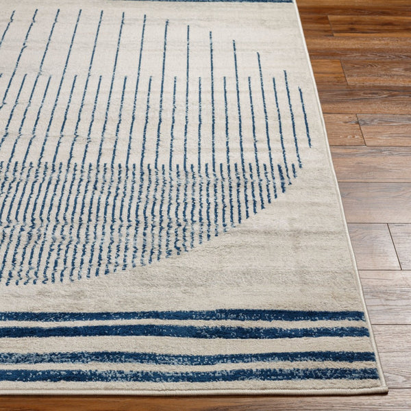 Livabliss Floransa Geometric Turkish Polypropylene Area Rug for Living Rooms and Entryways Cream, Dark Blu 6'7" x 6'7" Round FSA2369-67RD