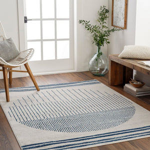 Livabliss Floransa Geometric Turkish Polypropylene Area Rug for Living Rooms and Entryways Cream, Dark Blu 9'10" x 14' FSA2369-91014