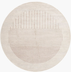 Livabliss Floransa Turkish Polypropylene Indoor Rug Modern Minimalist Living Room Floor Accent Cream, Brown 6'7" x 6'7" Round FSA2370-67RD