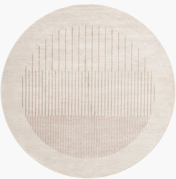 Livabliss Floransa Turkish Polypropylene Indoor Rug Modern Minimalist Living Room Floor Accent Cream, Brown 6'7" x 6'7" Round FSA2370-67RD