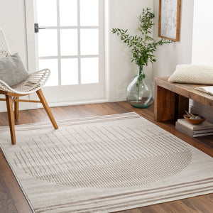 Livabliss Floransa Turkish Polypropylene Indoor Rug Modern Minimalist Living Room Floor Accent Cream, Brown 5'3" x 7'1" FSA2370-5371