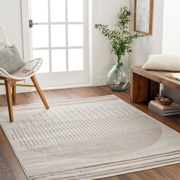 Livabliss Floransa Turkish Polypropylene Indoor Rug Modern Minimalist Living Room Floor Accent Cream, Brown 5'3" x 7'1" FSA2370-5371