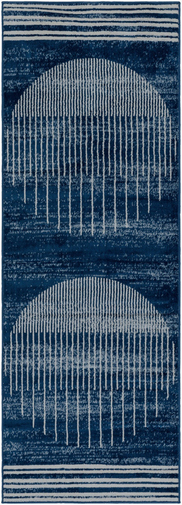 Livabliss Floransa Geometric Polypropylene Runner Rug for Hallway or Entryway Modern Style Dark Blue, Crea 2'7" x 10' FSA2371-2710