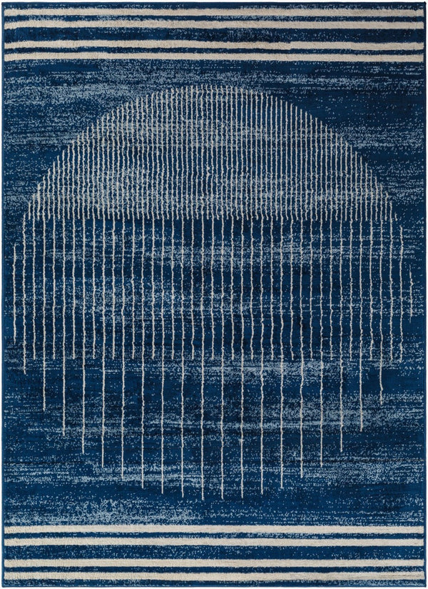 Livabliss Floransa Geometric Polypropylene Runner Rug for Hallway or Entryway Modern Style Dark Blue, Crea 9'10" x 14' FSA2371-91014