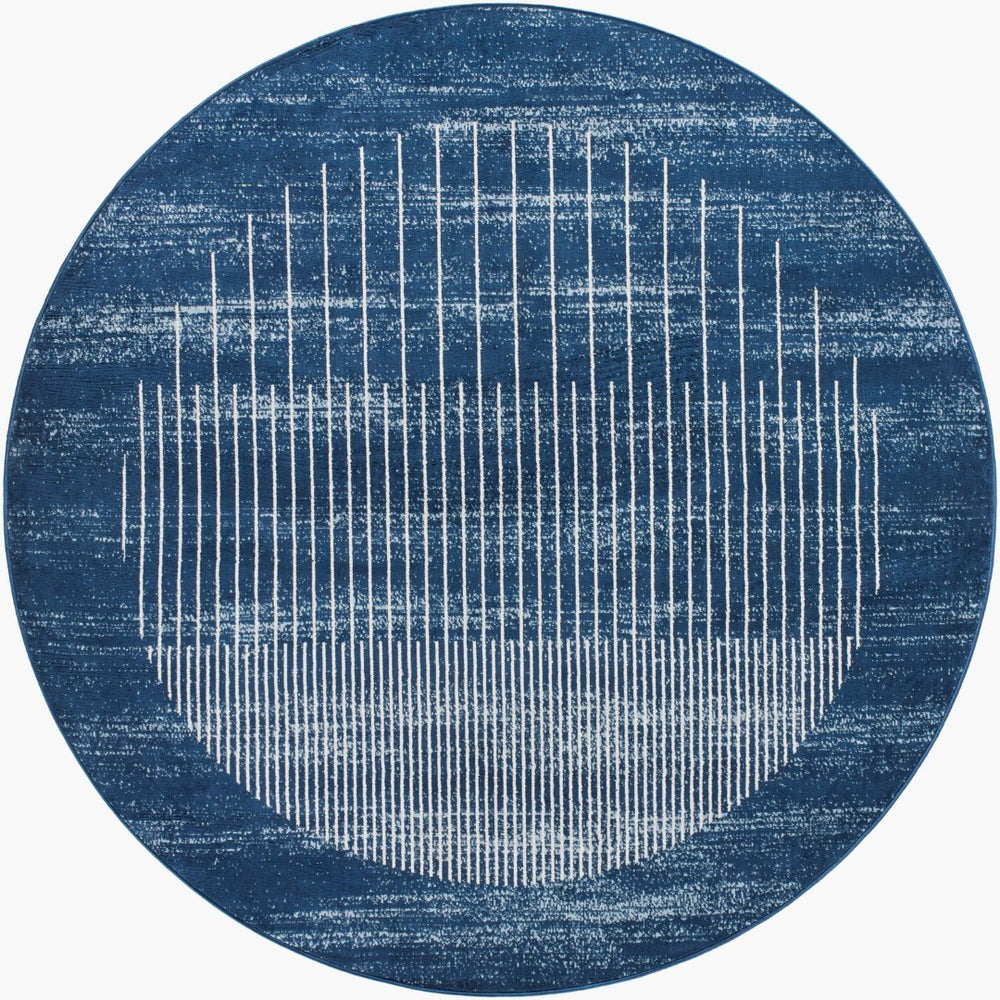 Livabliss Floransa Geometric Polypropylene Runner Rug for Hallway or Entryway Modern Style Dark Blue, Crea 7'10" x 7'10" FSA2371-710RD