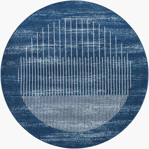 Livabliss Floransa Geometric Polypropylene Runner Rug for Hallway or Entryway Modern Style Dark Blue, Crea 7'10" x 7'10" FSA2371-710RD