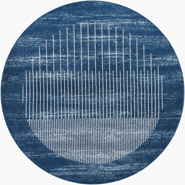 Livabliss Floransa Geometric Polypropylene Runner Rug for Hallway or Entryway Modern Style Dark Blue, Crea 7'10" x 7'10" FSA2371-710RD