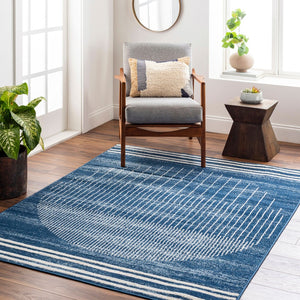 Livabliss Floransa Geometric Polypropylene Runner Rug for Hallway or Entryway Modern Style Dark Blue, Crea 9'10" x 14' FSA2371-91014