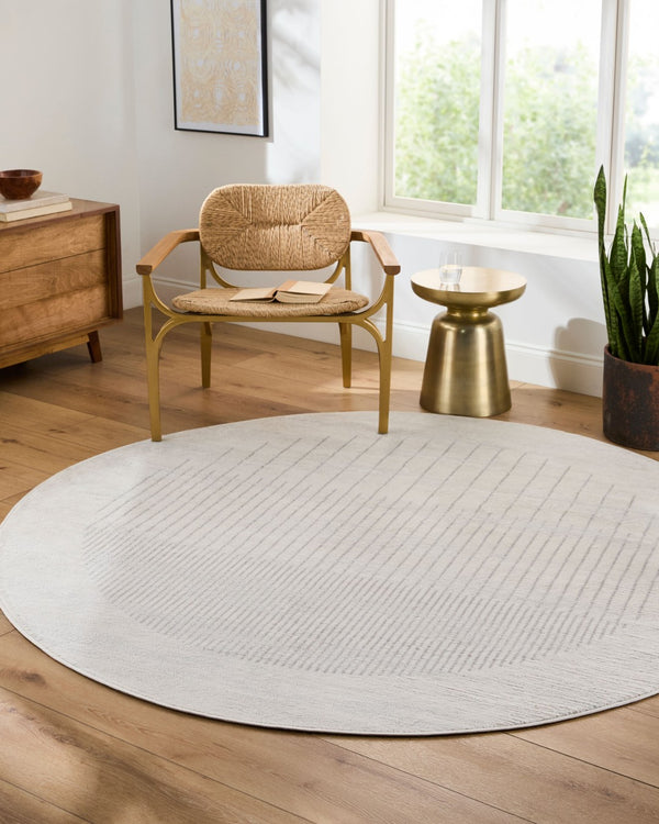 Livabliss Floransa Machine Woven Polypropylene Area Rug Turkish Modern Pattern Living Room Cream, Light Sl 6'7" x 6'7" Round FSA2373-67RD