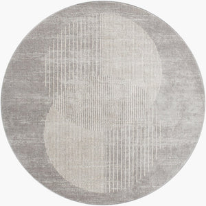 Livabliss Floransa Turkish Machine Woven Polypropylene Runner Rug for Hallways and Entryways Gray, Cream 6'7" x 6'7" Round FSA2375-67RD
