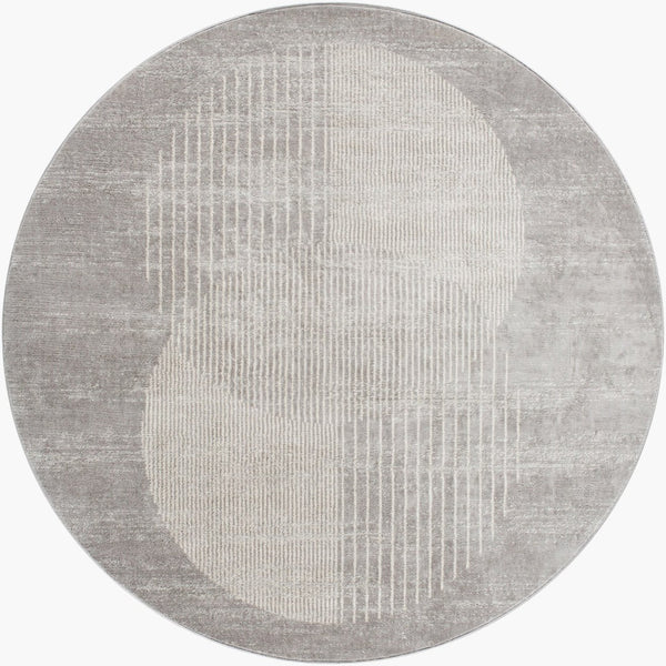 Livabliss Floransa Turkish Machine Woven Polypropylene Runner Rug for Hallways and Entryways Gray, Cream 6'7" x 6'7" Round FSA2375-67RD
