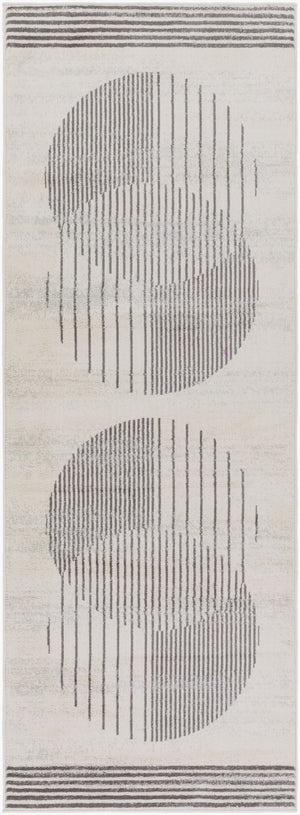 Livabliss Floransa Turkish Machine Woven Polypropylene Rug Minimalist Geometric Entryway Accent Cream, Charcoal 2'7" x 10' FSA2377-2710
