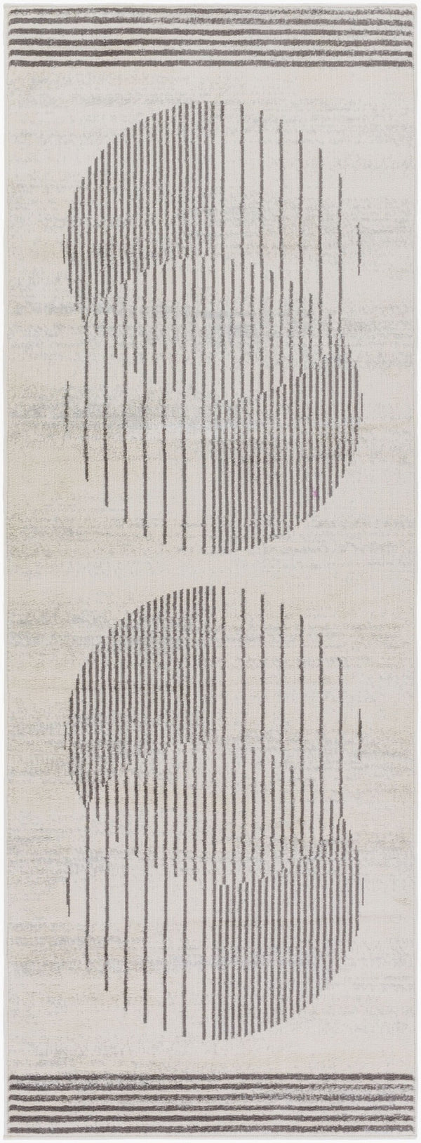 Livabliss Floransa Turkish Machine Woven Polypropylene Rug Minimalist Geometric Entryway Accent Cream, Charcoal 2'7" x 10' FSA2377-2710