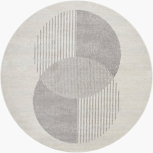 Livabliss Floransa Turkish Machine Woven Polypropylene Rug Minimalist Geometric Entryway Accent Cream, Charcoal 7'10" x 7'10" FSA2377-710RD