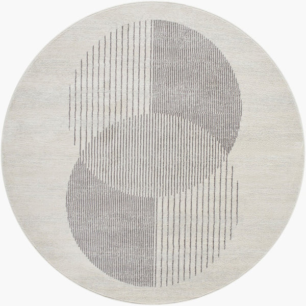 Livabliss Floransa Turkish Machine Woven Polypropylene Rug Minimalist Geometric Entryway Accent Cream, Charcoal 7'10" x 7'10" FSA2377-710RD